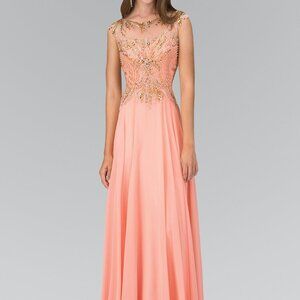 Boat Neck A-Line Shape Evening Dress GSGL1305